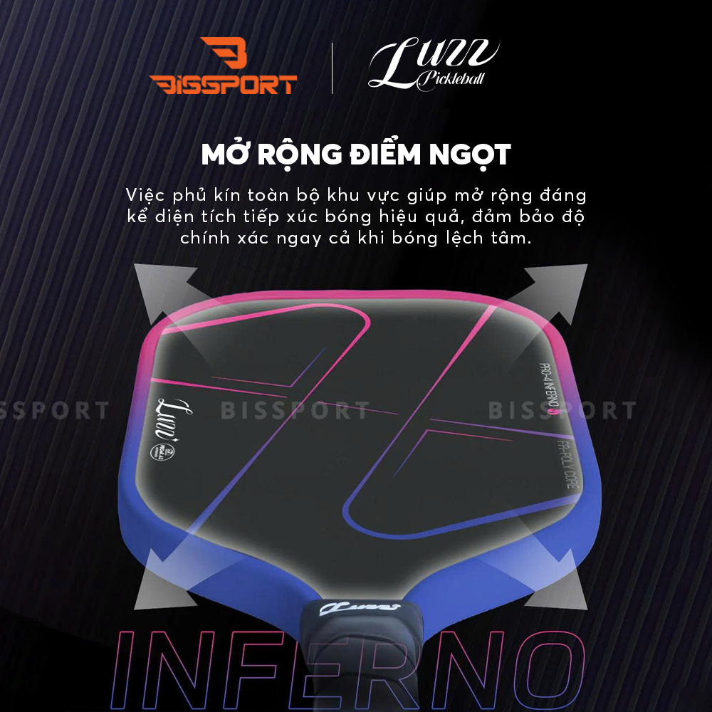 Vợt Pickleball Luzz Inferno Chính Hãng – Xanh - Sức Mạnh Bùng Nổ, Kiểm Soát Ổn Định -  Tăng Spin - Điểm Ngọt Rộng Dễ Thuần